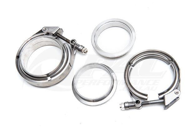 STAINLESS STEEL EXHAUST TURBO VBAND FLANGE AND CLAMP SET 3.5-3.0 INCH